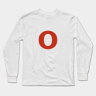 Letter o in Red Text Minimal Typography Long Sleeve T-Shirt